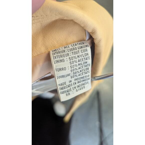 Together! butter yellow leather jacket Blazer 4 button career Womens size 12 - Picture 11 of 12